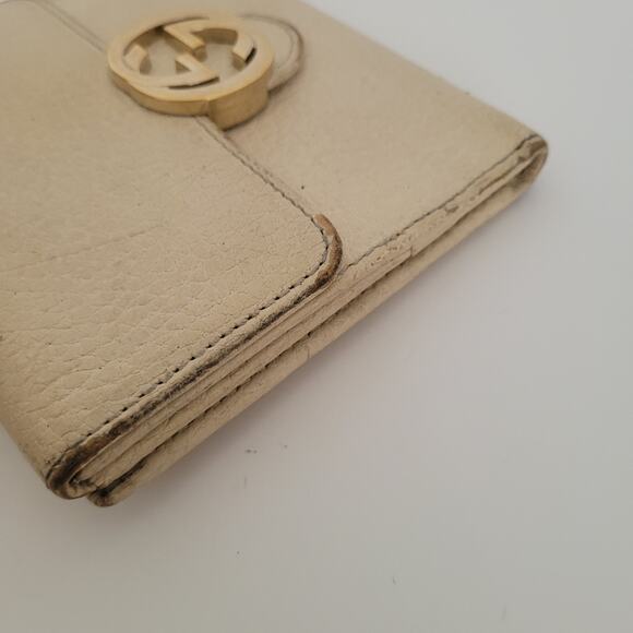 Gucci Interlocking Grain Leather Card Wallet Medium Bifold Cream Designer Unisex - Picture 11 of 12